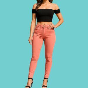 Sold Design Lab Coral-Pink Skinny Jeans – Women’s Size 28 (Stretch Cotton Denim)